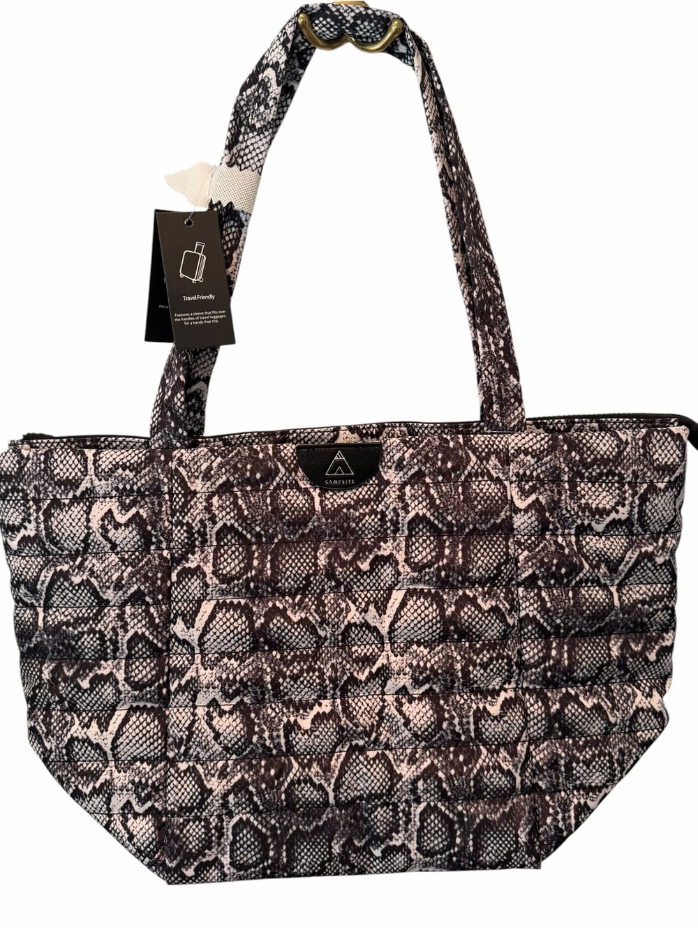 Campsite Snake Print Quilted Travel Tote Bag Laptop Carryall NWT